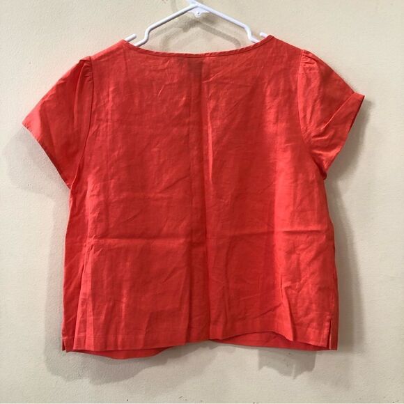 Gap Linen Blend V-Neck Short Sleeve Top - Picture 5 of 5